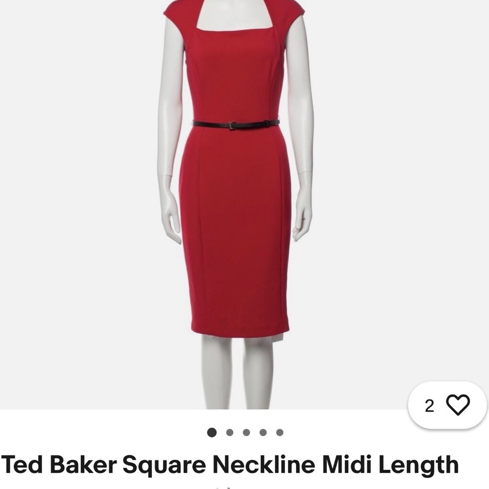 Ted Baker London Red Square Neck Midi Dress
